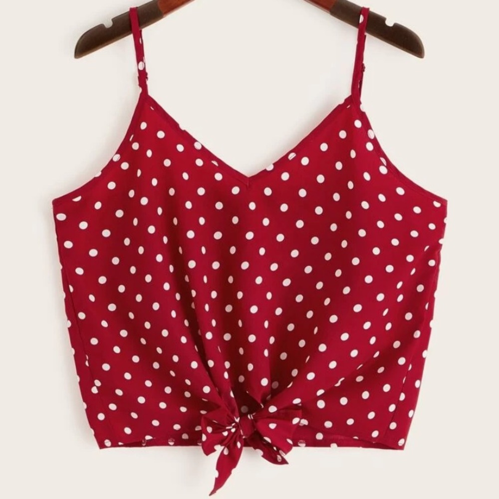 SHEIN Polka Dot Self Tie Cami Top